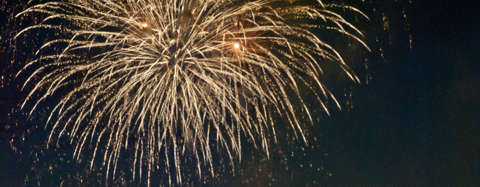 Fireworks bursting.
