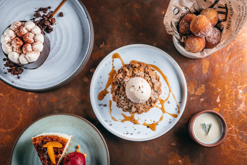 Overhead view of some of Chef Sofia's desserts.