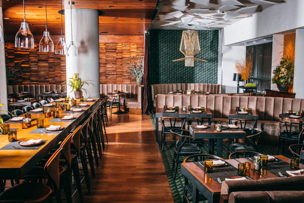 Restaurant interior showing architectural elements.