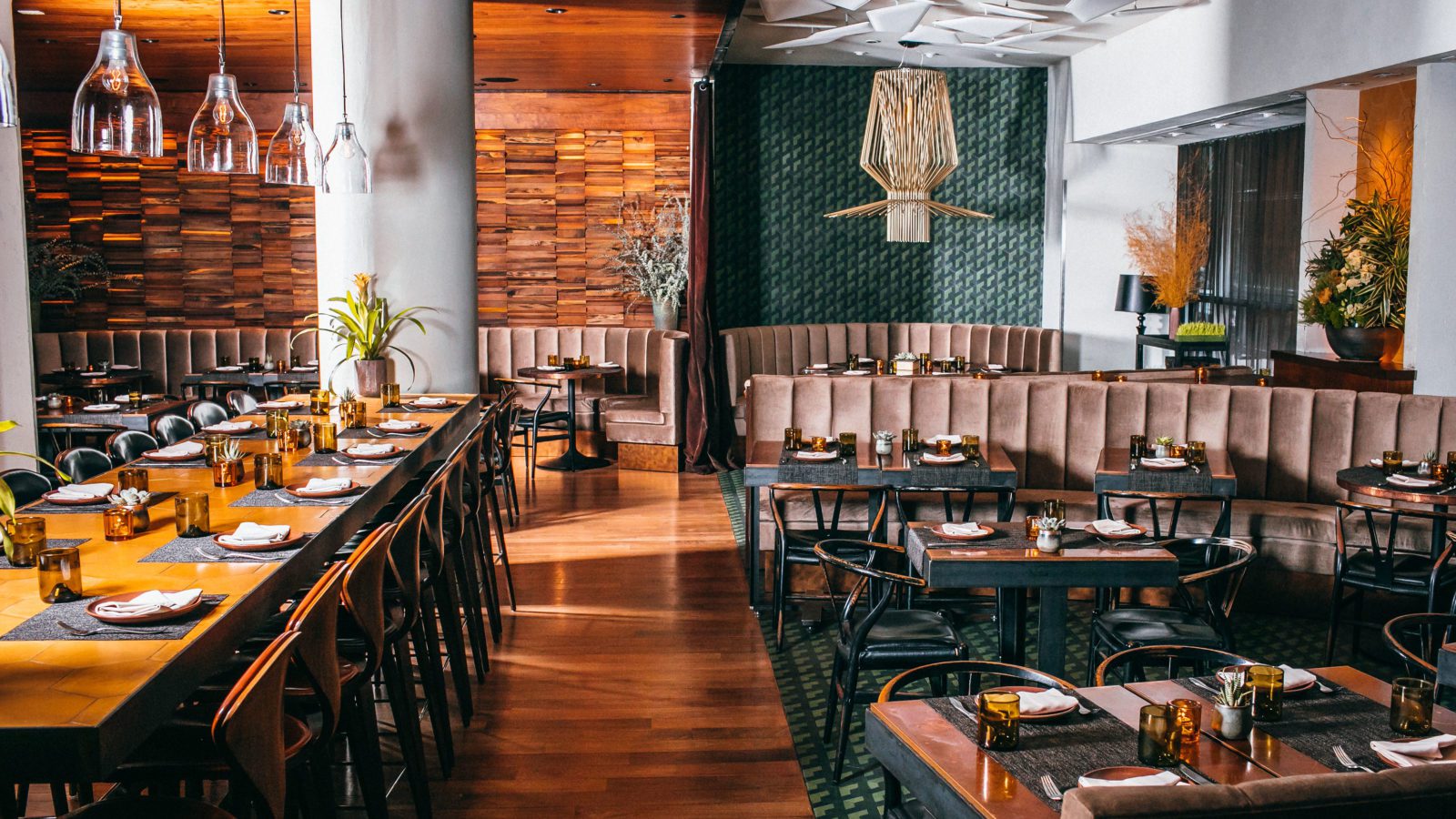 Restaurant interior showing architectural elements.