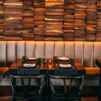Banquette seating in restaurant.